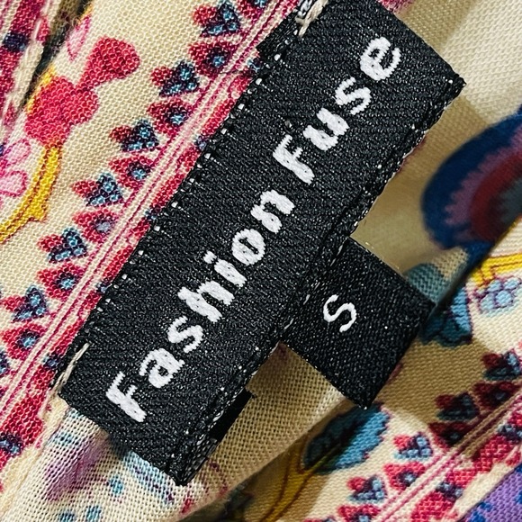 Fashion Fuse Maxi Dress Empire Waist Blue &Purple Peacock Print Boho Whimsy Sz S - Picture 13 of 13